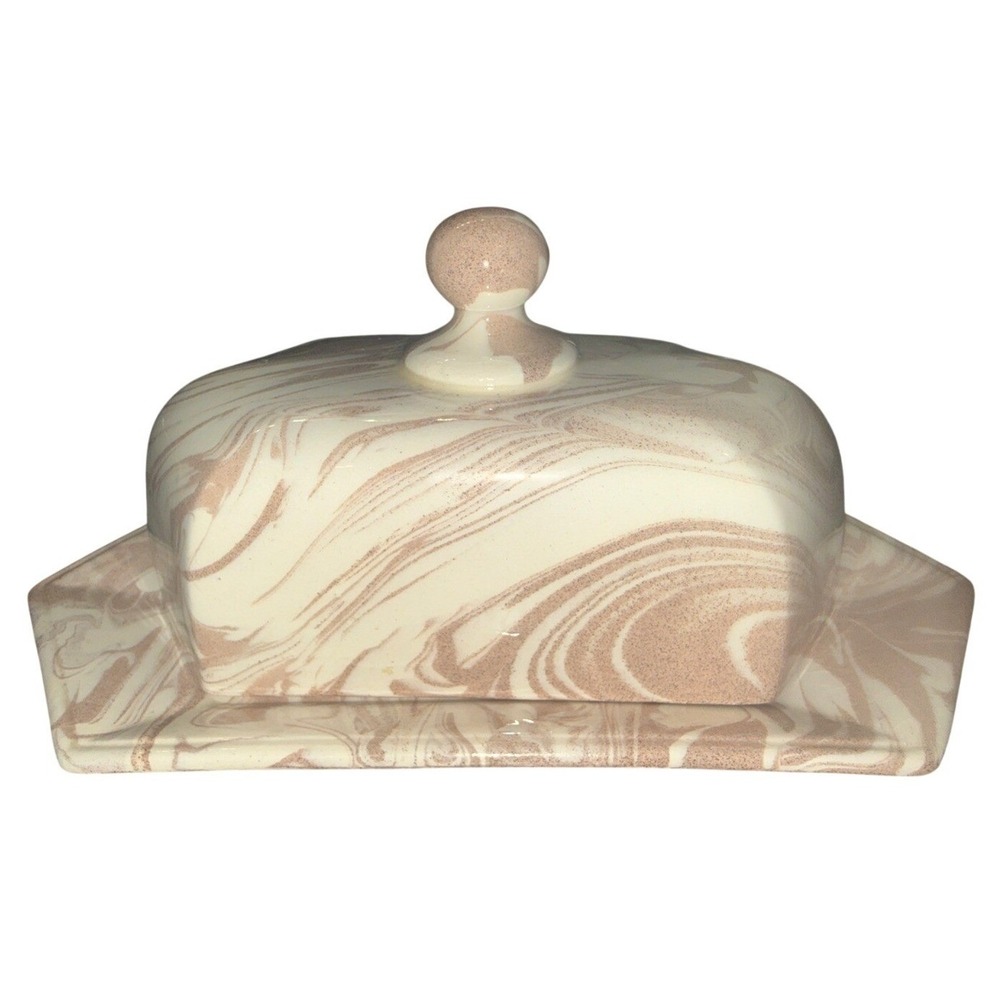 Alaska Clay Pottery Handmade Marbled Butter Dish